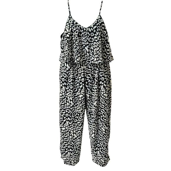 INDIAN TROPICAL FASHION Women's Sleeveless Ruffle Leopard Print Jumpsuit L/XL - Picture 6 of 14